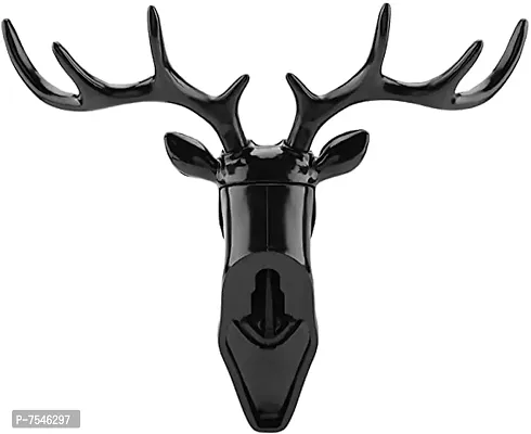 RCs 1 Pcs Wall Mount Multi-Purpose Deer Head Hook, Hanger Rack Holder for Coat, Gown, Hat, Key, Umbrella (Black)-thumb5