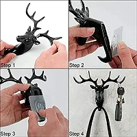 RCs 1 Pcs Wall Mount Multi-Purpose Deer Head Hook, Hanger Rack Holder for Coat, Gown, Hat, Key, Umbrella (Black)-thumb1