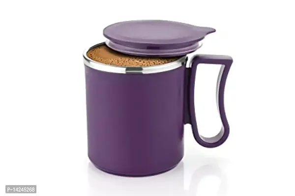 Tea Coffee Milk Mug with Lid Insulated Stainless Steel 300ML Tea, Coffee, Milk Cup (Pack of 1)-thumb0