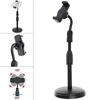 Microphone Stand with Mobile Holder, for Singing, Voice Recording, Adjustable Mic Stand, Studio Floor Type and Phone Live Broadcast Metal with Boom Arm, 360 Degree Rotating Holder-thumb1