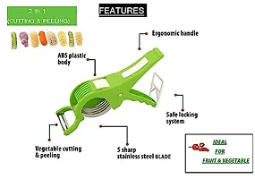 Plastic 2 in 1 Vegetable  Fruit Multi Cutter  Peeler With Extra Sharp Stainless Steel Blade (Multicolor)-thumb3