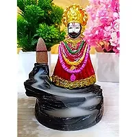 Khatu Shyam JI Murti Fountain Smoke Backflow Cone Incense Holder with 10 Free Smoke Cones, Decorative Showpiece for Home, Temple  Office-thumb1