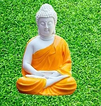 Samadhi Budha Premium Rare Handcrafted Polymarble Meditation/Dhyan Orange Buddha Statue Lord Figurine/Idol-thumb1