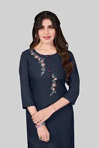 Simply Kitsch Women's Cotton Embroidered Straight Kurti-thumb1