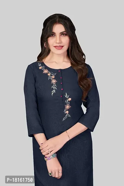 Simply Kitsch Women's Cotton Embroidered Straight Kurti-thumb2