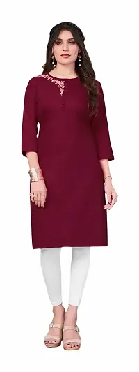 Simply Kitsch Women's Cotton Embroidered Straight Kurti