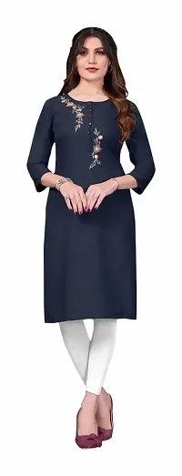 Simply Kitsch Women's Cotton Embroidered Straight Kurti-thumb0