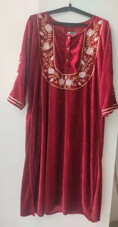 Embroidered velvet Kurta