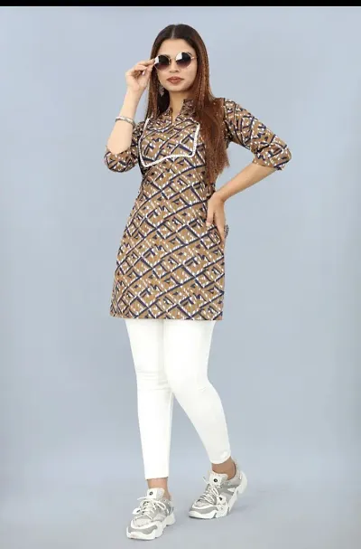 SEEWAN SUTRA Short Kurti Lace Border Kurta | NVYACTN27S_P