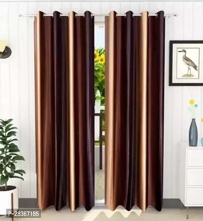 BM Textiles Polyester Long Door Curtain Pack Of 2nbsp;nbsp;Solid Brown 275 cm 9 ft