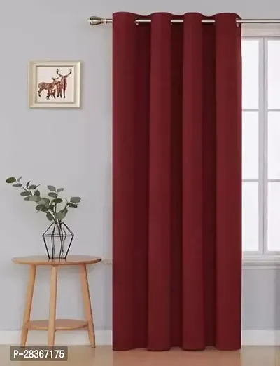 BM Textiles Silk Blackout Long Door Curtain Single Curtainnbsp;nbsp;Solid Burgundy2438 cm 8 ft-thumb0