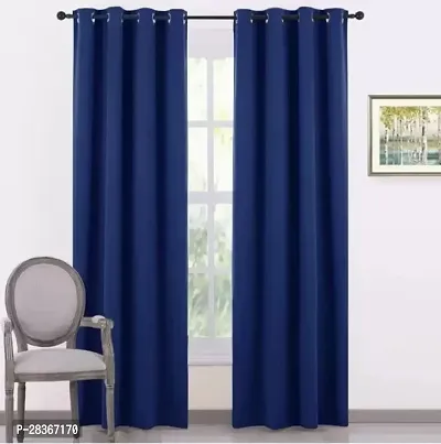 BM Textiles  Silk Blackout Window Curtain Pack Of 2nbsp;nbsp;Solid Blue 524 cm 5 ft