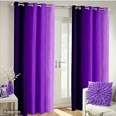 BM Textiles Polyester Room Darkening Long Door Curtain Pack Of 2nbsp;nbsp;Striped Purple 2438 cm 8 ft-thumb0