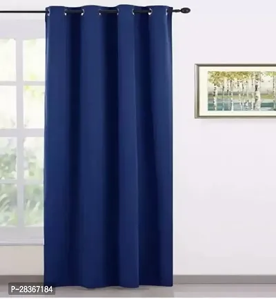 BM Textiles  Silk Blackout Long Door Curtain Single Curtainnbsp;nbsp;Solid Navy Blue2438 cm 8 ft-thumb0