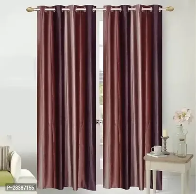 BM Textiles  Polyester Room Darkening Long Door Curtain Pack Of 2nbsp;nbsp;Striped Coffee 1828 cm 6 ft-thumb0