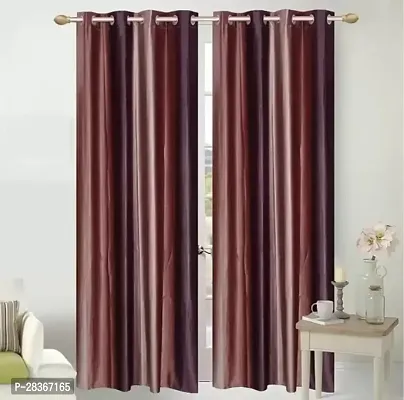 BM Textiles Polyester Room Darkening Long Door Curtain Pack Of 2nbsp;nbsp;Striped Coffeenbsp;2133 cm 7 ft-thumb0