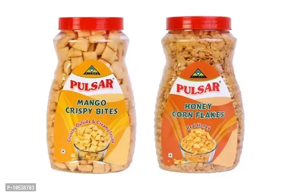 PULSAR Mango Crispy Bites  Honey Corn Flakes Pack of 2 Healthy Breakfast with Immune-Nutrients.