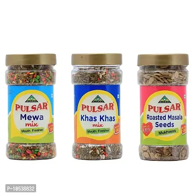 PULSAR Combo Pack of MEWA Mix, Khaskhas Mix  Roasted Masala Seeds, Pack of 3 - Combo Weight 345G-thumb0