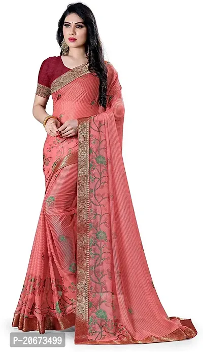 Stylish Fancy Designer Brasso Saree With Blouse Piece For Women-thumb0