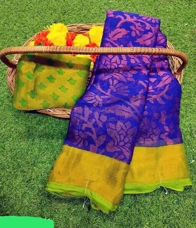 SITANJALI WOMANS BRASSO SAREE WITH BLOUSE PIECE