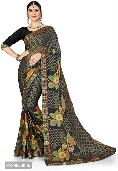 Cream with Black Georgette Brasso Saree