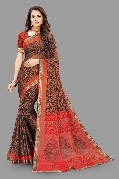 Stylish Women Chiffon Saree with Blouse piece