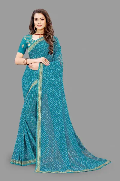 Glamorous Chiffon Saree with Blouse piece 