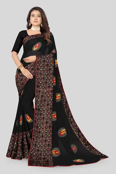 New In Georgette Saree with Blouse piece 