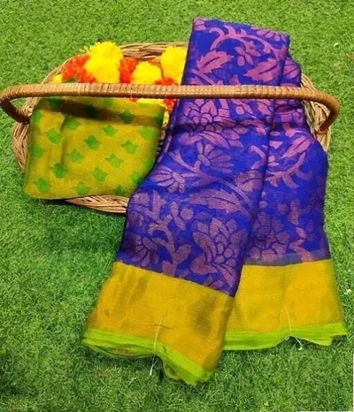 SITANJALI WOMANS BRASSO SAREE WITH BLOUSE PIECE