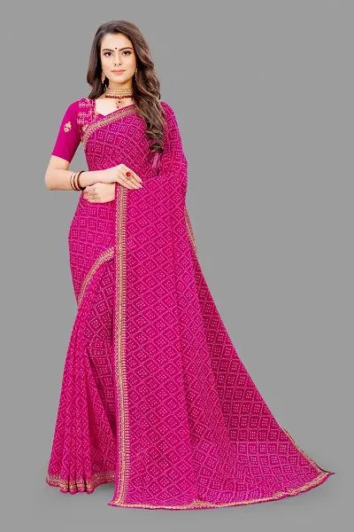 Fancy Georgette Saree with Blouse Piece for Women