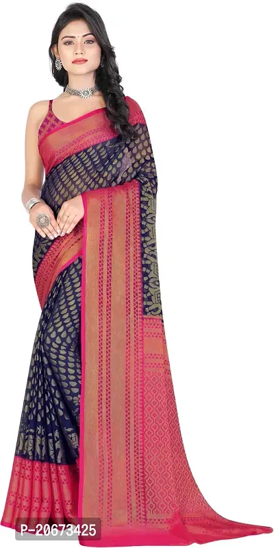 Stylish Fancy Designer Brasso Saree With Blouse Piece For Women-thumb0