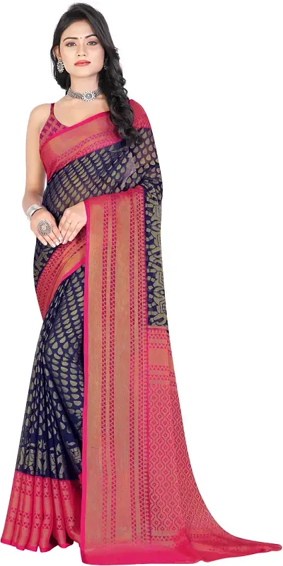 Best Selling Brasso Saree with Blouse piece 