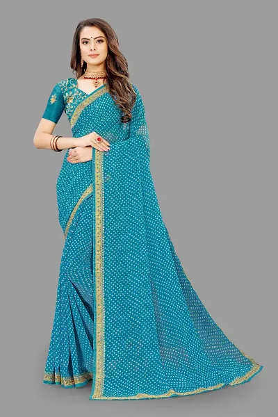 Stylish Women Chiffon Saree with Blouse piece