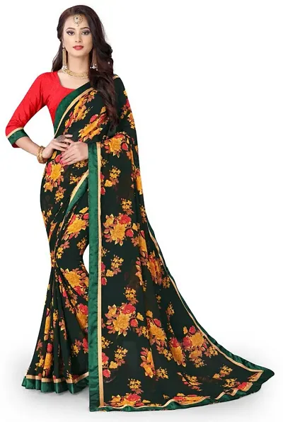 Stylish Women Georgette Saree with Blouse piece