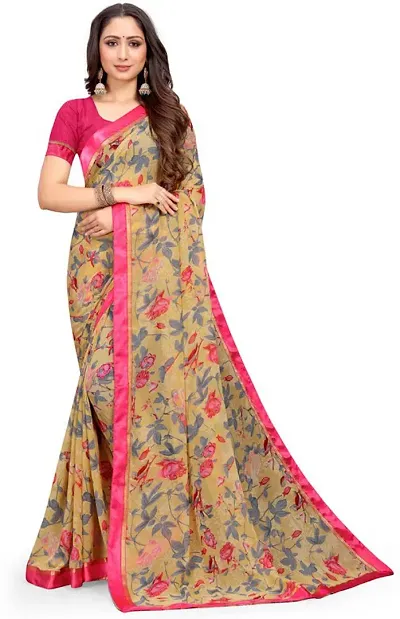 Stylish Women Georgette Saree with Blouse piece