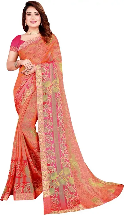 Stylish Women Chiffon Saree with Blouse piece