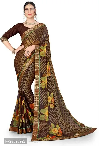 Stylish Fancy Designer Brasso Saree With Blouse Piece For Women