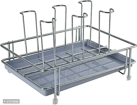 Classic Glass Stand Stainless Steel 6 Glass Holder Stand With Removable Drain Tray