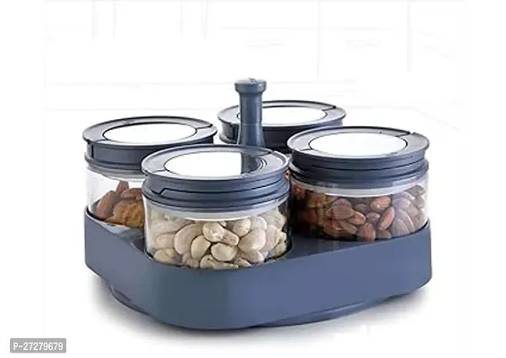 Classic Classic Jar Set Plastic Masala Container With Airtight Lid 360 Rotating Tray Kitchen Storage Container For Spices 4 Pcs