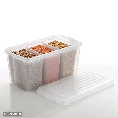 Classic Plastic Rectangular 3 Bin Fridge Storage Containers With Lid ,Pack Of 1