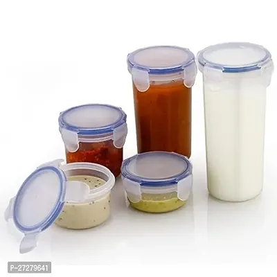 Classic Plastic Round Container Airtight Food Storage Containers Set Of 5 ,110 Ml, 160 Ml, 210 Ml, 400 Ml, 500 Ml