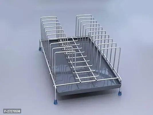 Classic Stainless Steel Plate Stand With Tray Dish Drying Rack Multipurpose