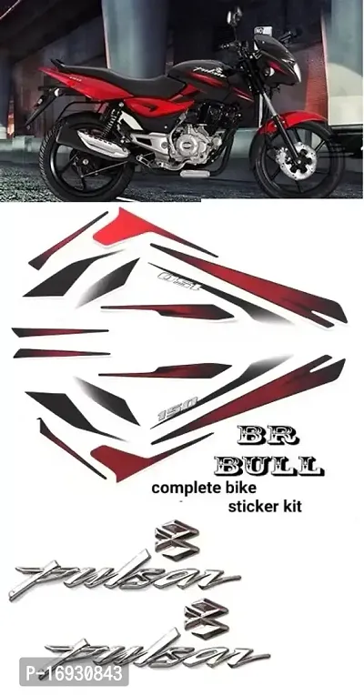 BR Bull Pulsar 150UG6 Red Bike Sticker with Sliver monogram