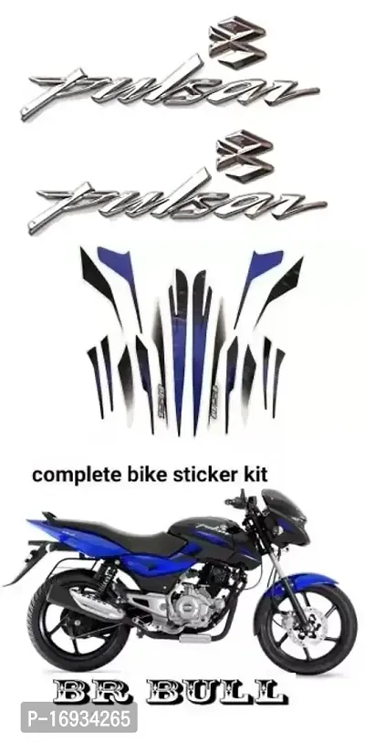 BR Bull Pulsar 150 ug6 Blue Bike Sticker with sliver Combo Pack