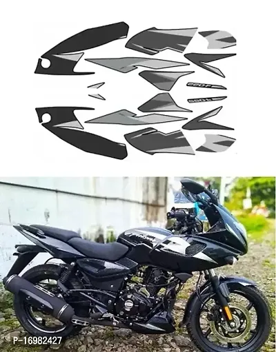 BR Bull Bike Fancy Stickers and Decal Kit Stickers Compatible for PLSR 220F NEW BLK GREY-thumb0
