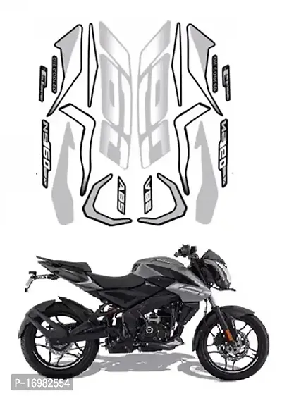 BR Bull Bike Fancy Stickers and Decal Kit Stickers Compatible for PLSR NS 160 GREY BIKE-thumb0