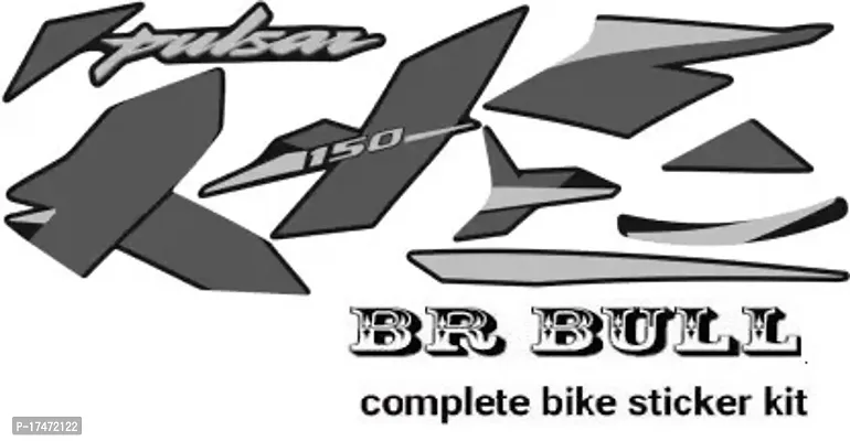 BR Bull Bike Fancy Stickers and Decal Kit Stickers Compatible for PLSR 125 New Modal Slv Blk-thumb0