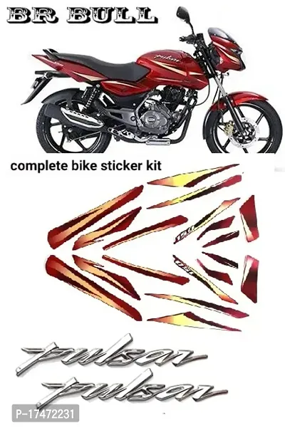 BR Bull Pulsar 150 ug7 Red Bike Sticker combo pack with sliver monogram set