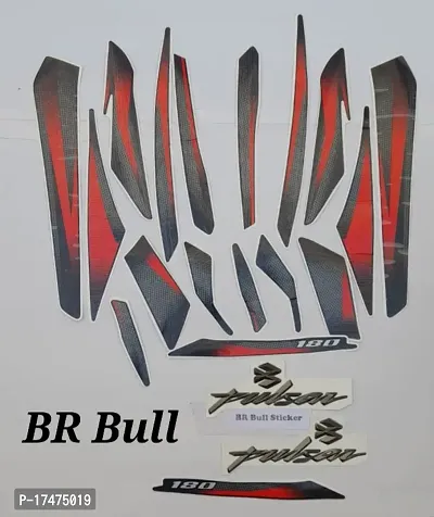 BR BULL PULSAR 180 UG7 BLACK BIKE RED COLOR STICKER KIT WITH BLACK MONOGRAM COMBO PACK