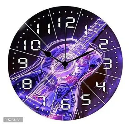Colourful Printed Designer Round Wooden Wall Clock Without Glass For Home